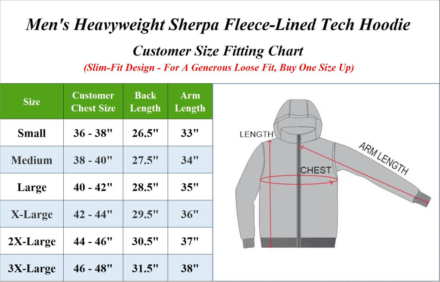 Men's Sherpa Fleece Lined Tech Full Zip Hoodie (S-3XL)