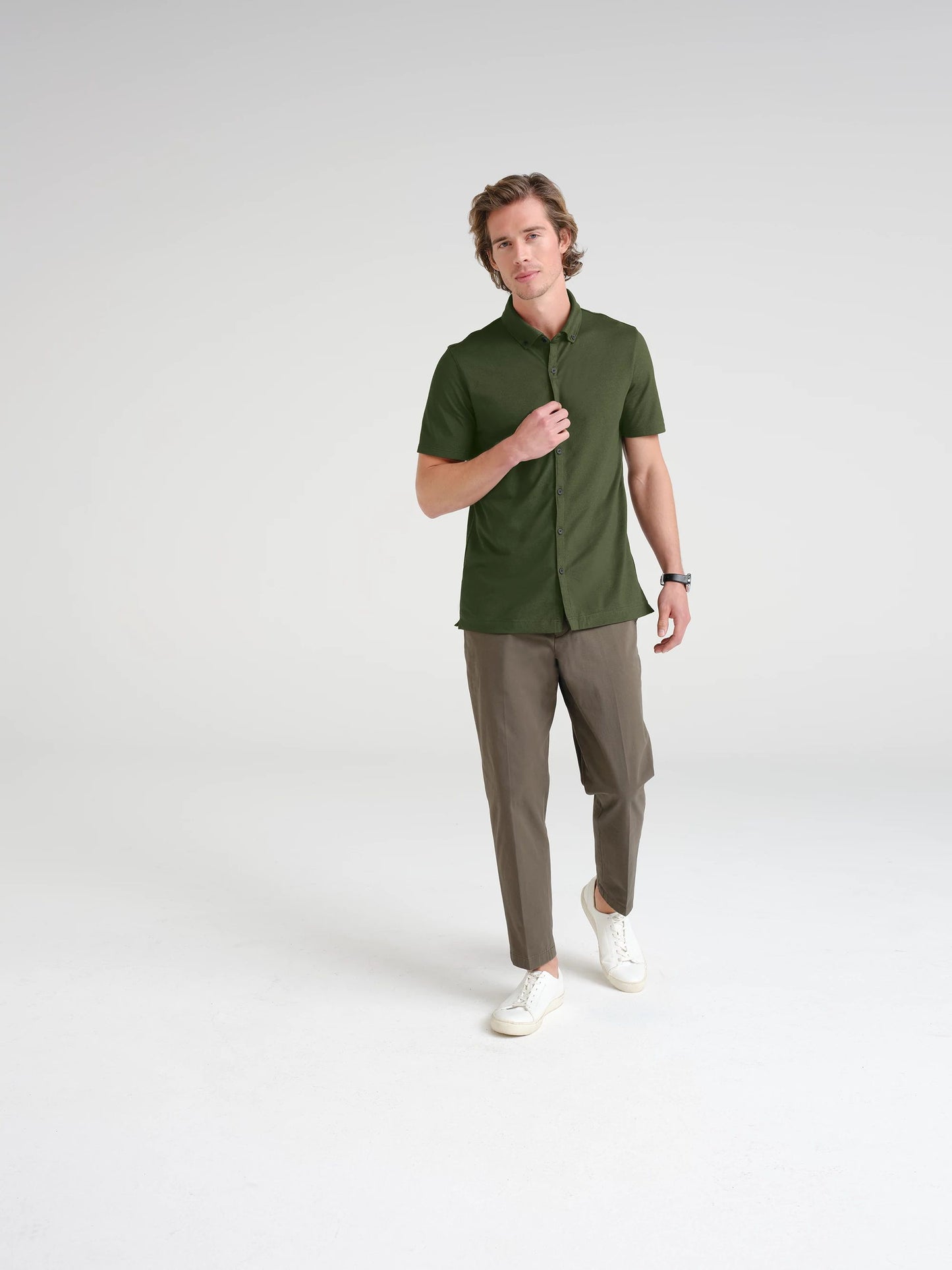 Mercer+Mettle® Stretch Pique Full-Button Polo