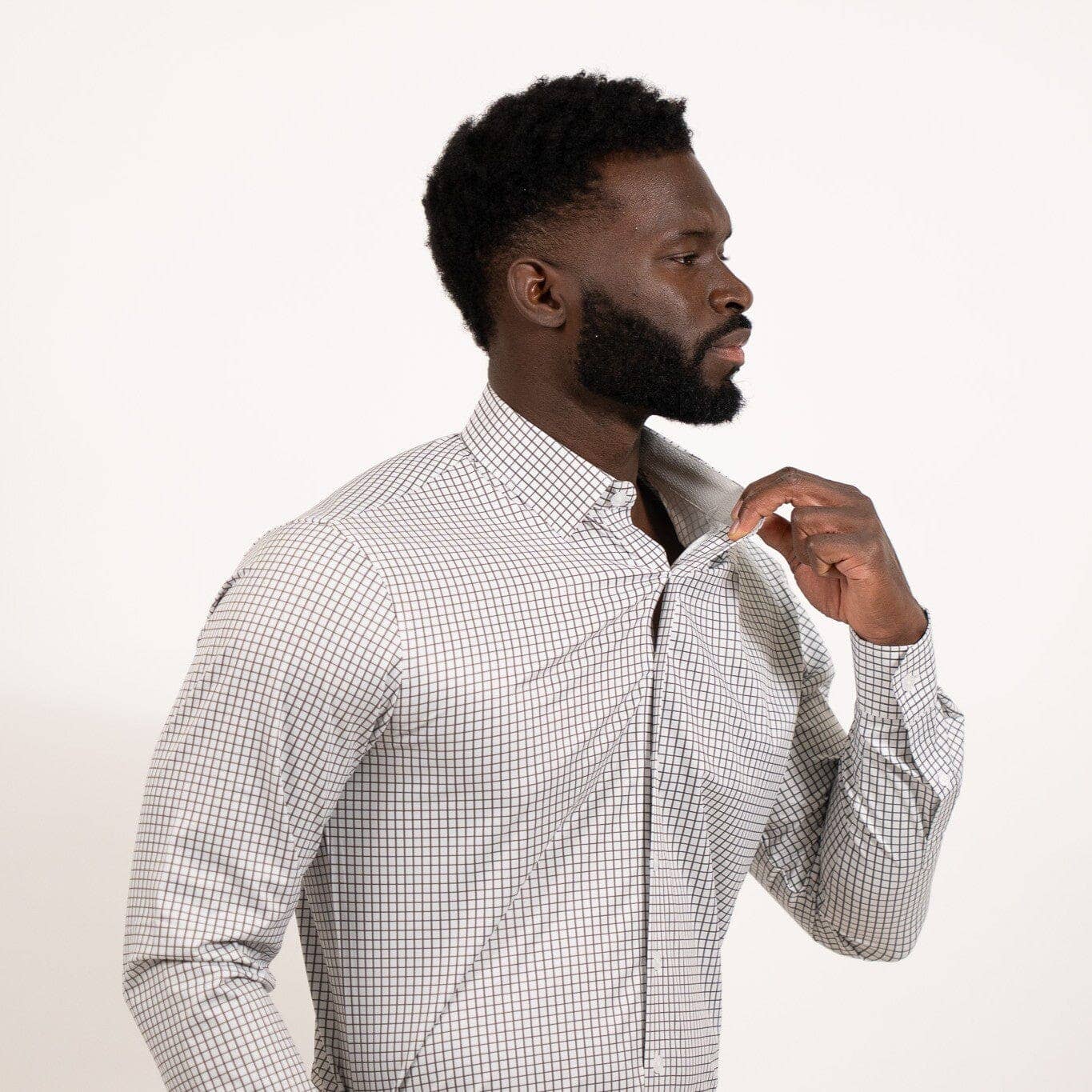 Hustle Sport Shirt - Long Sleeve - Grey Mini Grid