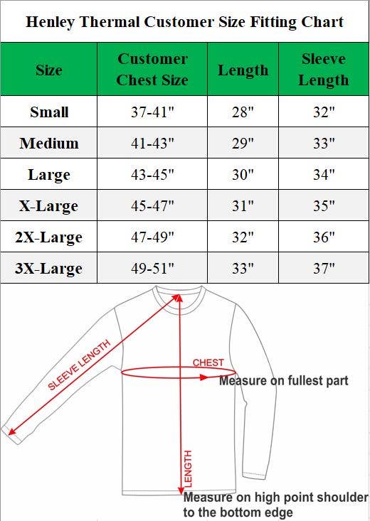 Men's Long Sleeve Waffle-Knit Henley Thermals Shirts