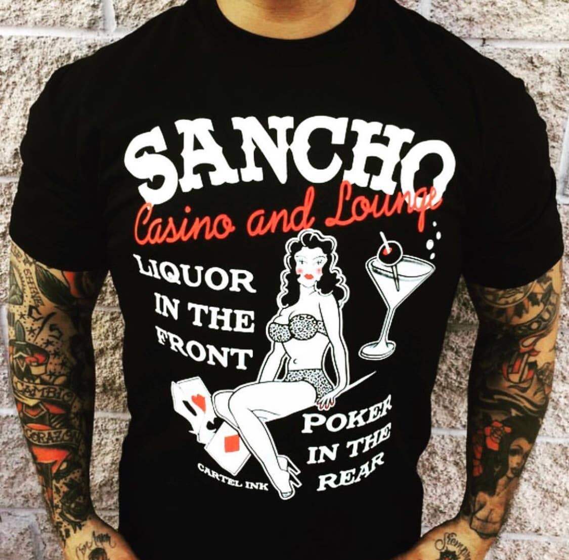 5050-BLACK WHITE | Sancho Casino And Lounge | Men's T-Shirt
