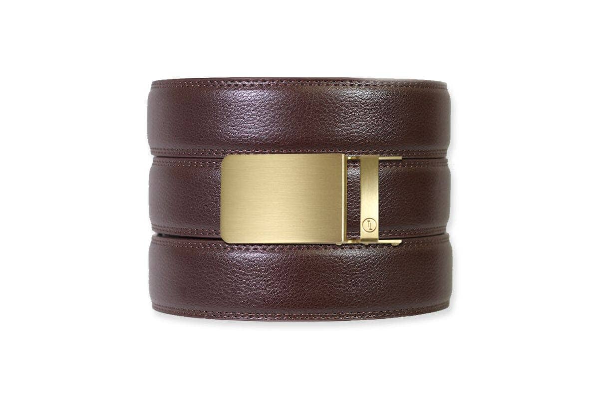 Espresso Leather Rachet Belt & Buckle Set