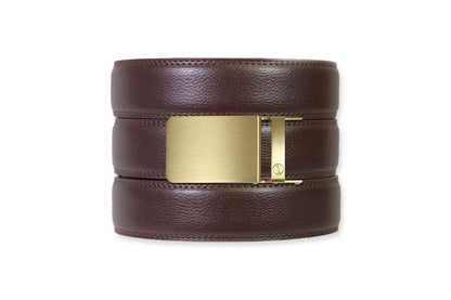 Espresso Leather Rachet Belt & Buckle Set
