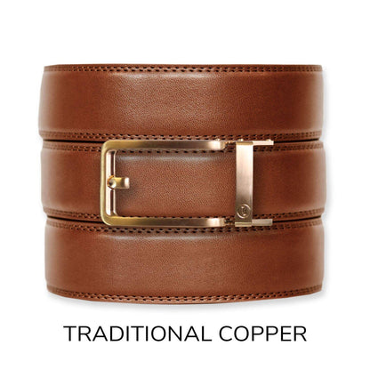 Cognac Leather Ratchet Belt & Buckle Set