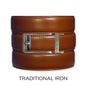 Cognac Leather Ratchet Belt & Buckle Set