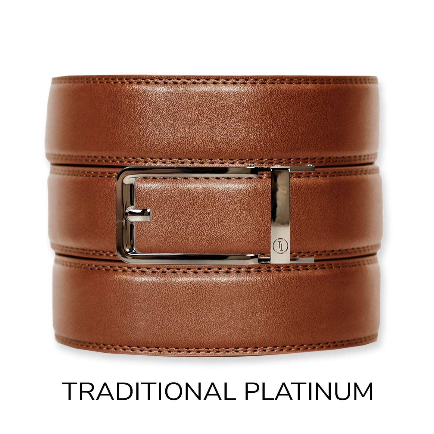 Cognac Leather Ratchet Belt & Buckle Set