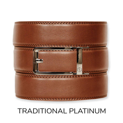 Cognac Leather Ratchet Belt & Buckle Set