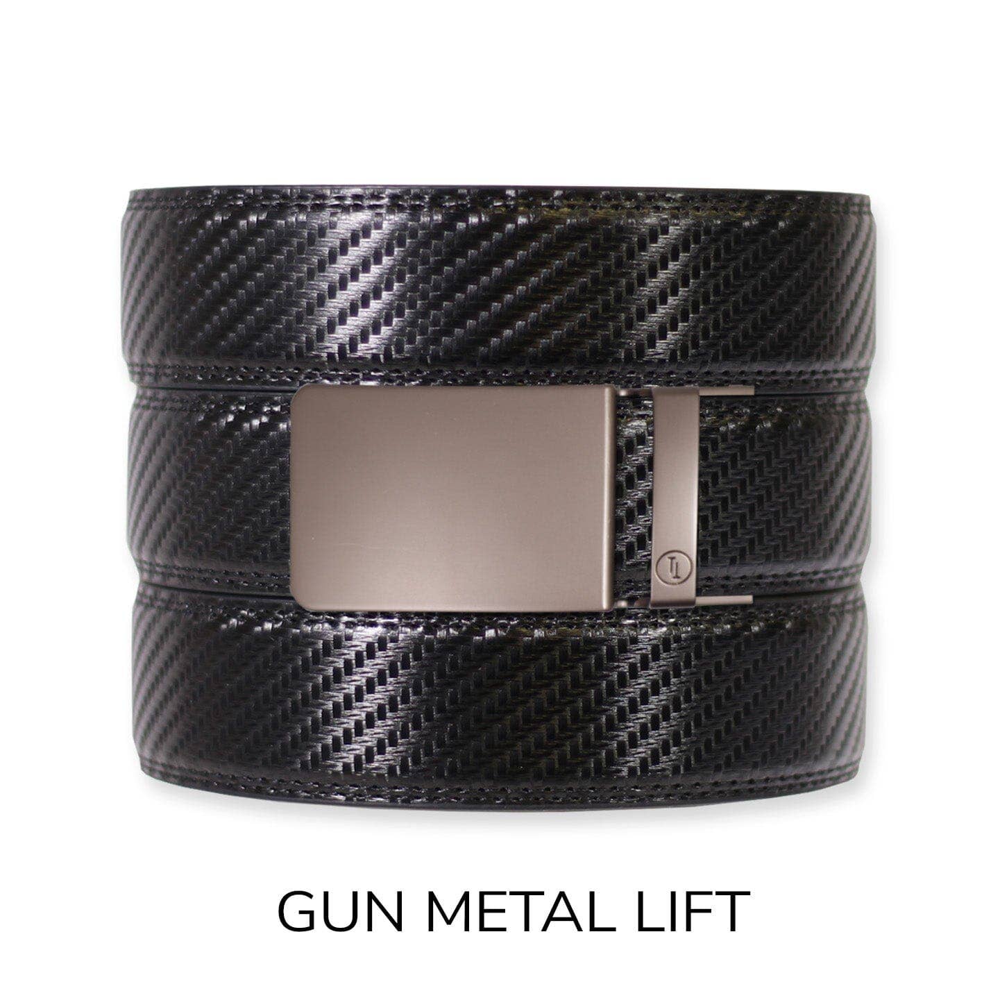 Carbon Black Leather Ratchet Belt & Buckle Set