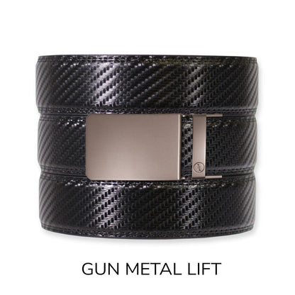 Carbon Black Leather Ratchet Belt & Buckle Set