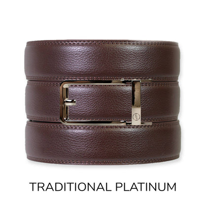 Espresso Leather Rachet Belt & Buckle Set