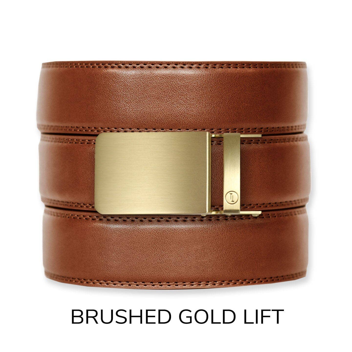 Cognac Leather Ratchet Belt & Buckle Set