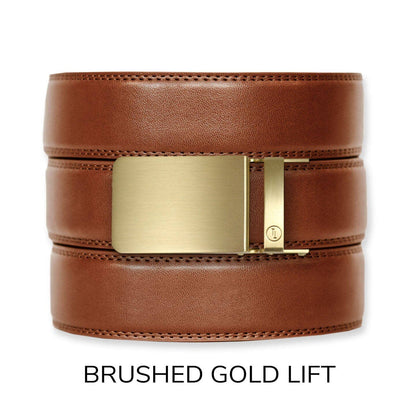 Cognac Leather Ratchet Belt & Buckle Set