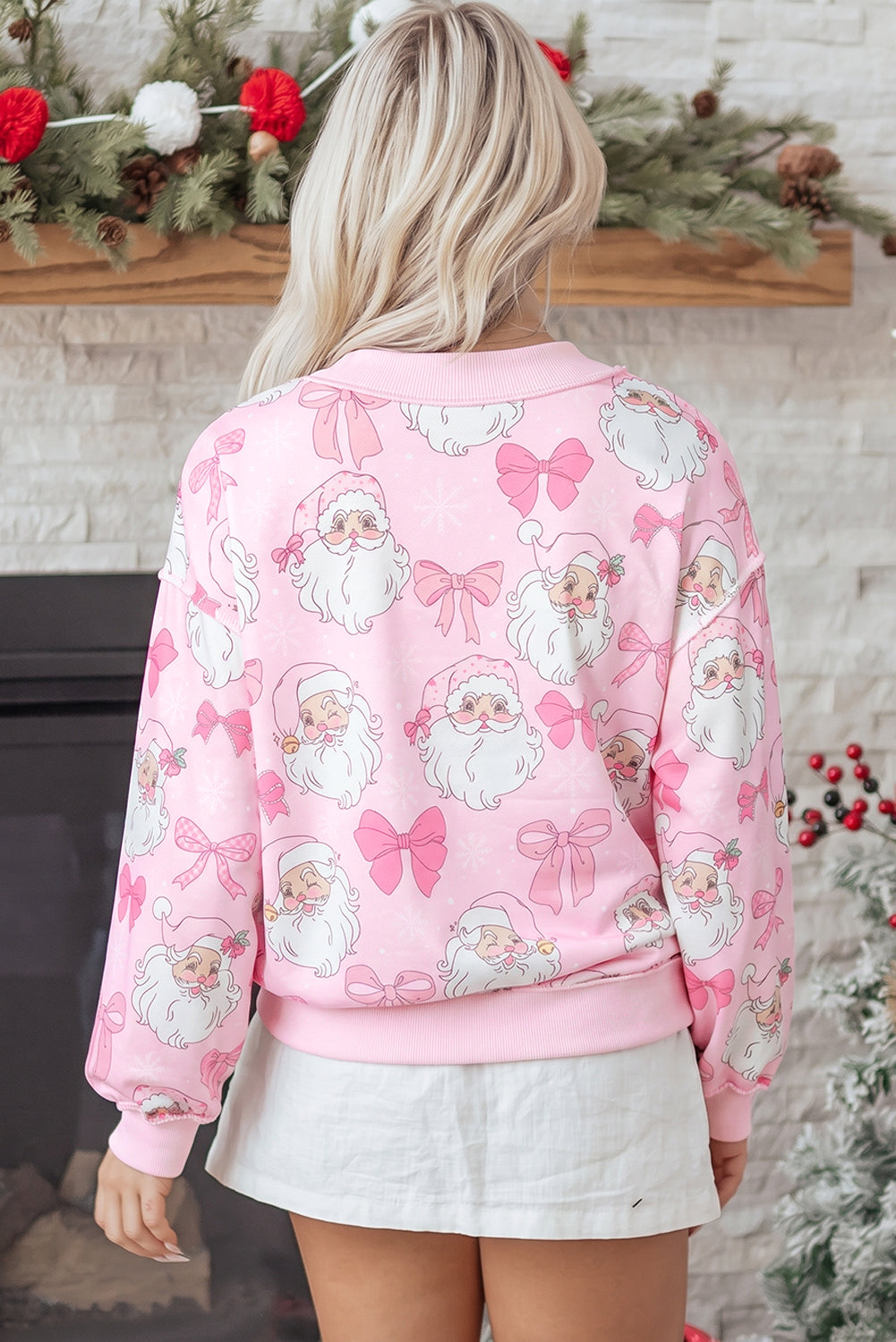 Pink Santa Baby  Hich Neck Sweatshirt