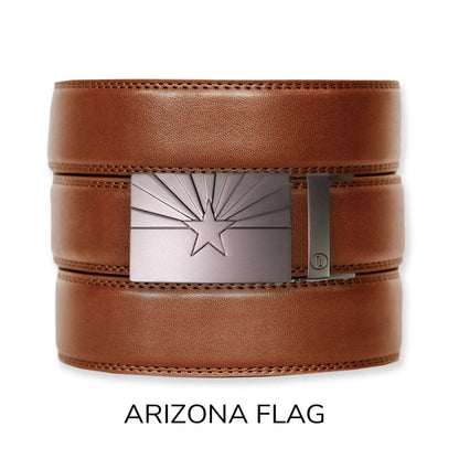 Cognac Leather Ratchet Belt & Buckle Set