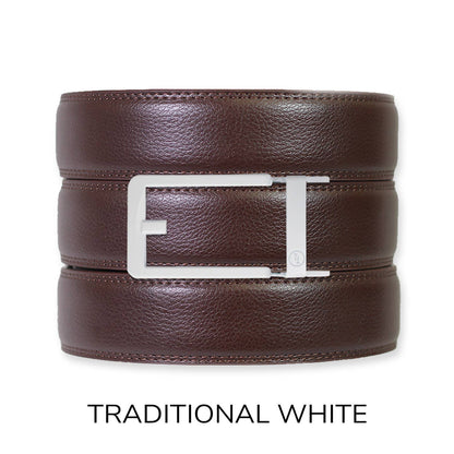 Espresso Leather Rachet Belt & Buckle Set