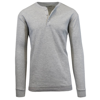 Men's Long Sleeve Waffle-Knit Henley Thermals Shirts