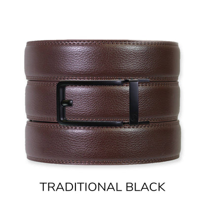 Espresso Leather Rachet Belt & Buckle Set