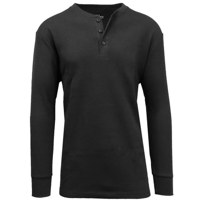 Men's Long Sleeve Waffle-Knit Henley Thermals Shirts