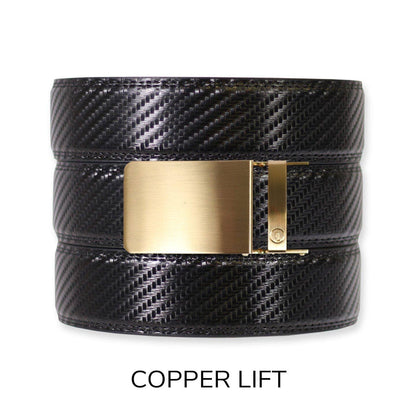 Carbon Black Leather Ratchet Belt & Buckle Set