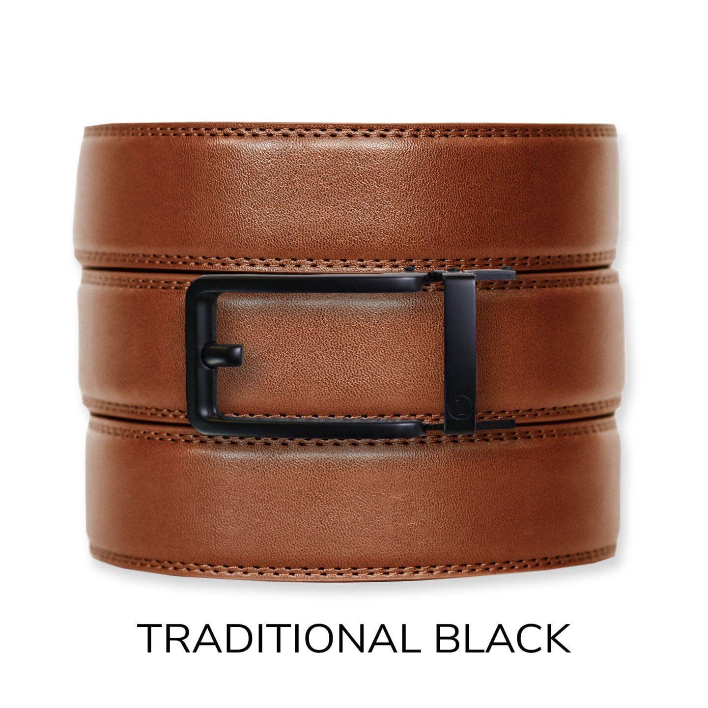 Cognac Leather Ratchet Belt & Buckle Set