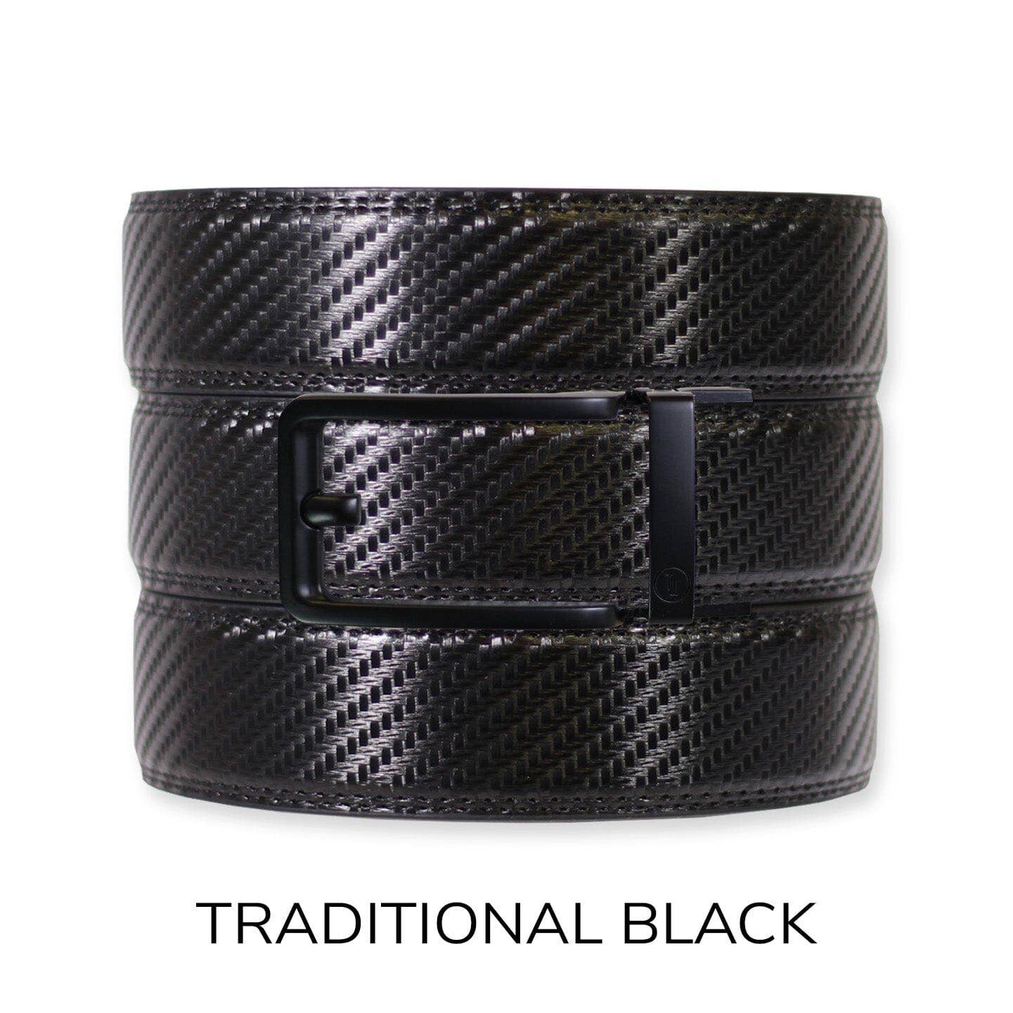 Carbon Black Leather Ratchet Belt & Buckle Set