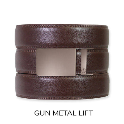 Espresso Leather Rachet Belt & Buckle Set