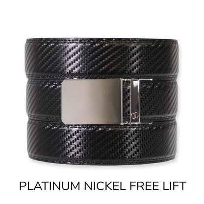 Carbon Black Leather Ratchet Belt & Buckle Set