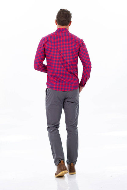 Hustle Sport Shirt - Long Sleeve - Red Navy Gingham