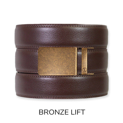 Espresso Leather Rachet Belt & Buckle Set