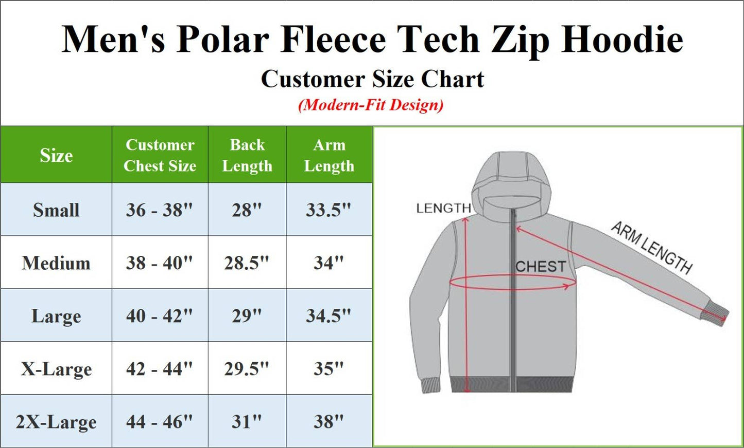 Men's Polar Fleece Tech Zip Hoodie