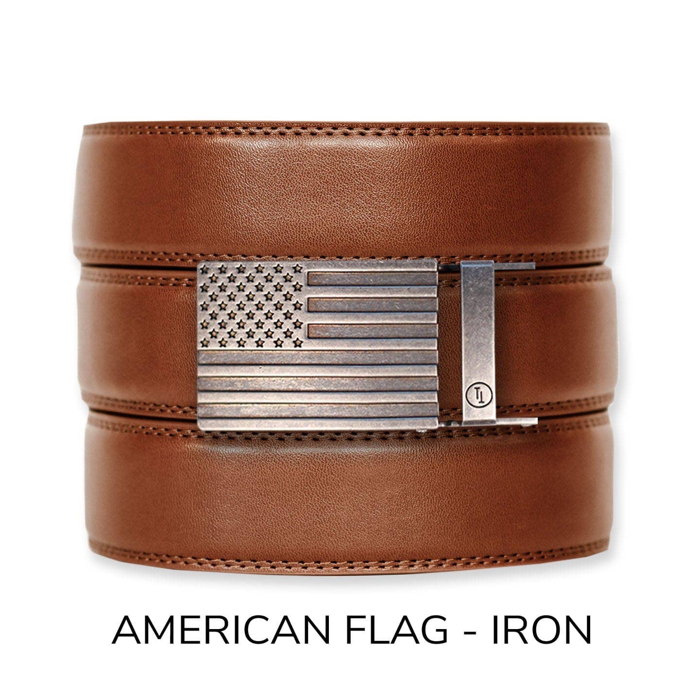 Cognac Leather Ratchet Belt & Buckle Set