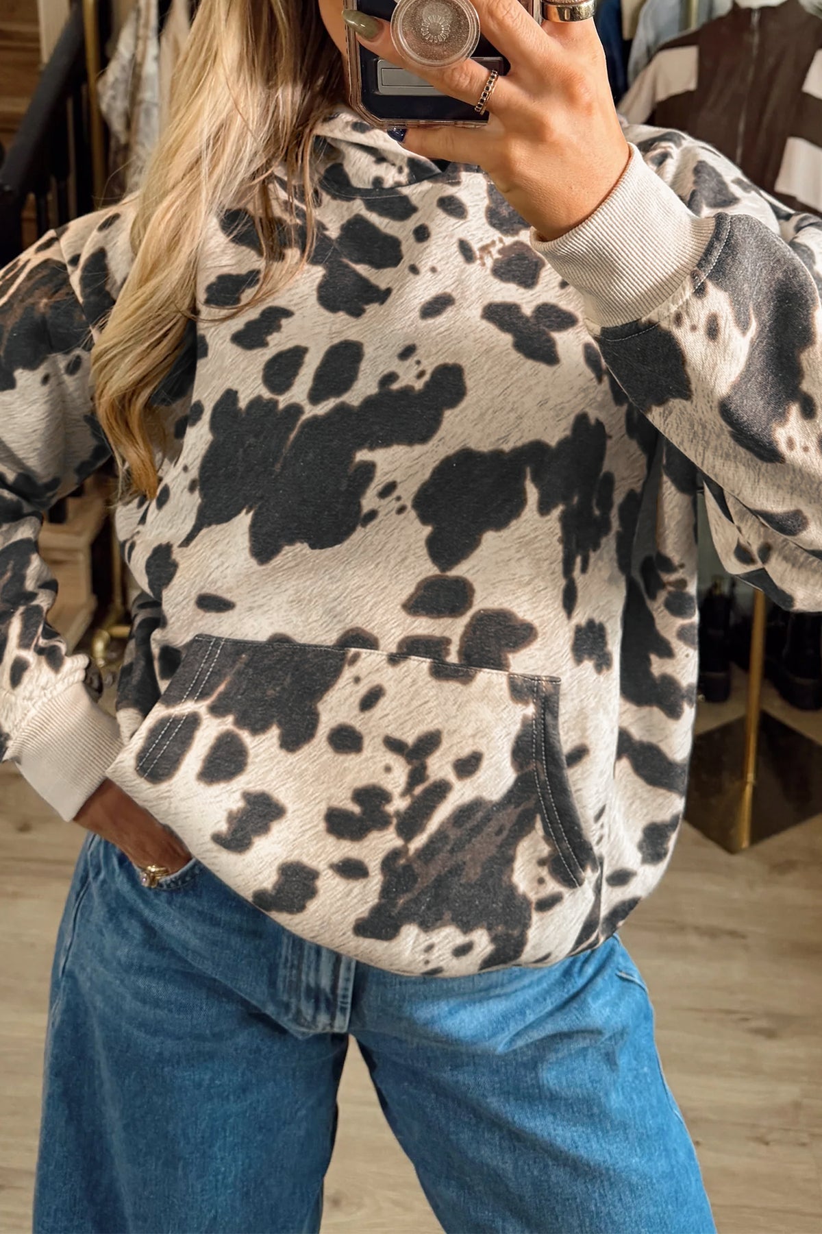 Western Print Regular Fit Hoodie