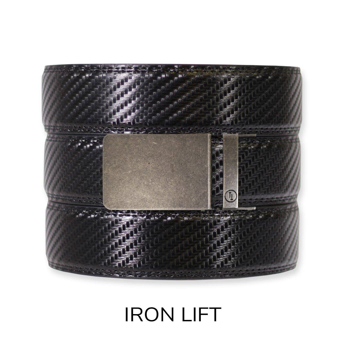 Carbon Black Leather Ratchet Belt & Buckle Set