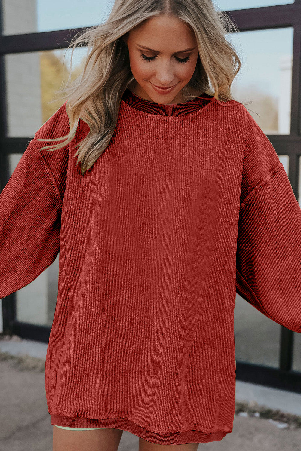 Ribbed Oversized Corduroy Sweatshirt