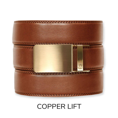 Cognac Leather Ratchet Belt & Buckle Set