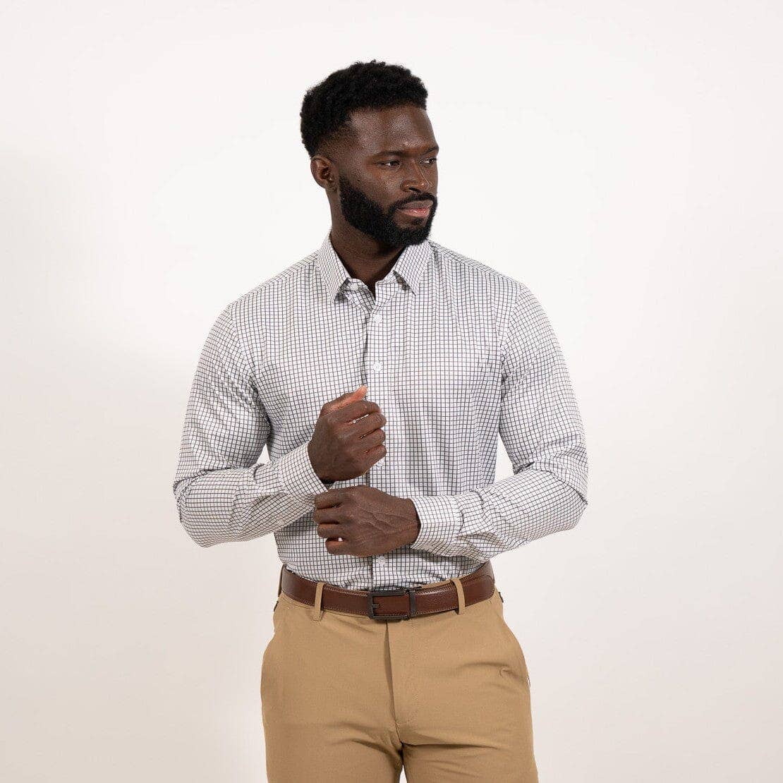 Hustle Sport Shirt - Long Sleeve - Grey Mini Grid