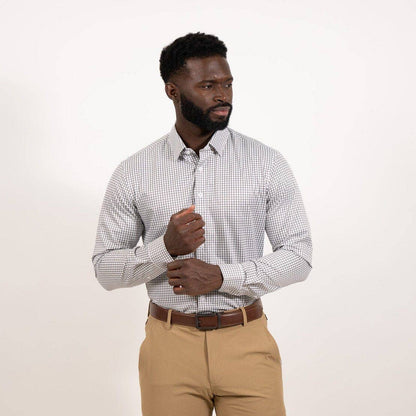 Hustle Sport Shirt - Long Sleeve - Grey Mini Grid