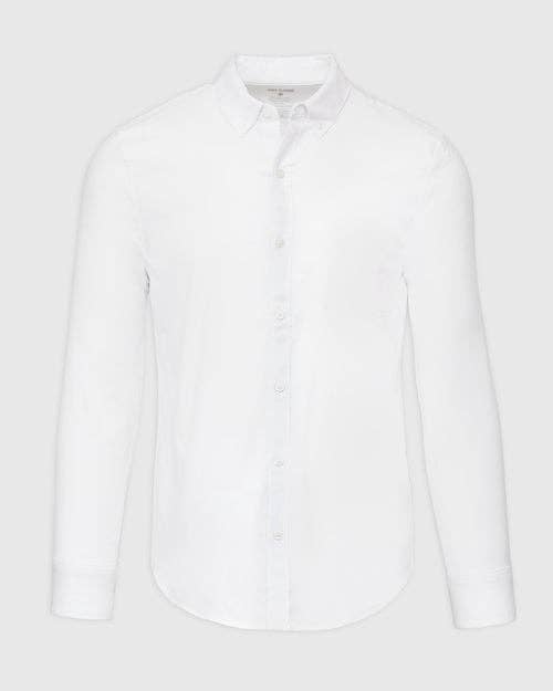 True Classic-Long Sleeve Button Up Shirt | Stretch Oxford | White