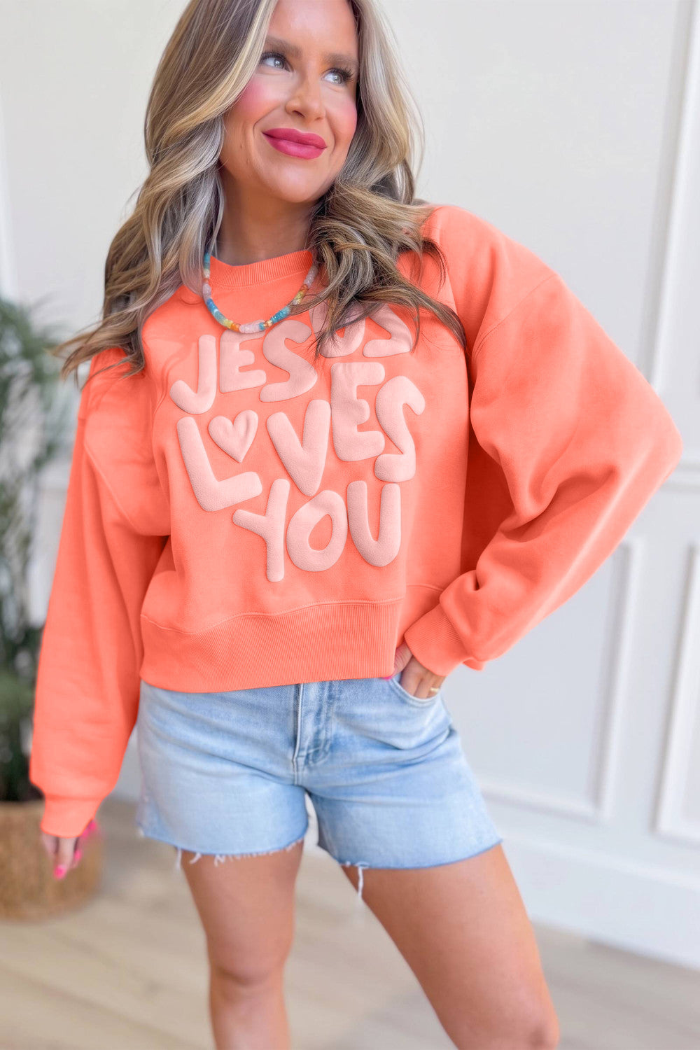 Jesus Loves You Cantaloupe Sweatshirt
