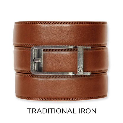 Cognac Leather Ratchet Belt & Buckle Set
