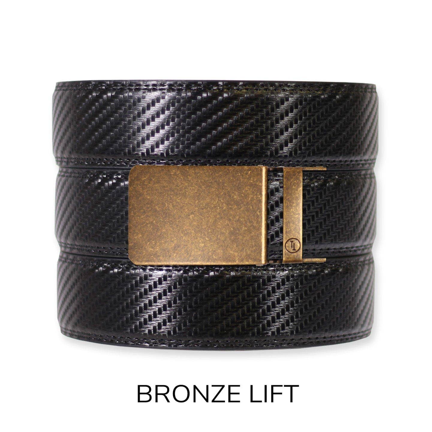 Carbon Black Leather Ratchet Belt & Buckle Set