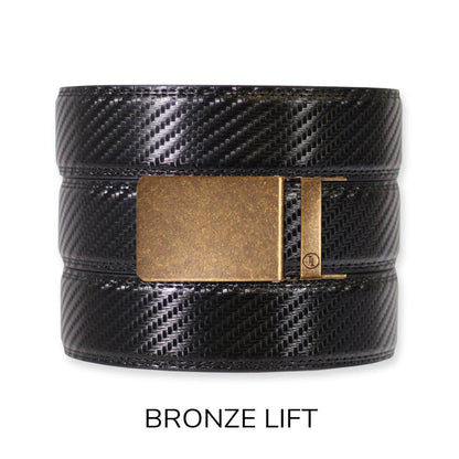 Carbon Black Leather Ratchet Belt & Buckle Set