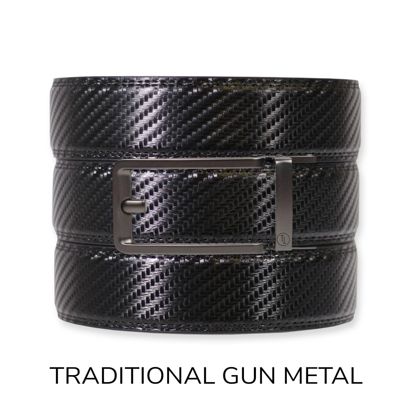 Carbon Black Leather Ratchet Belt & Buckle Set