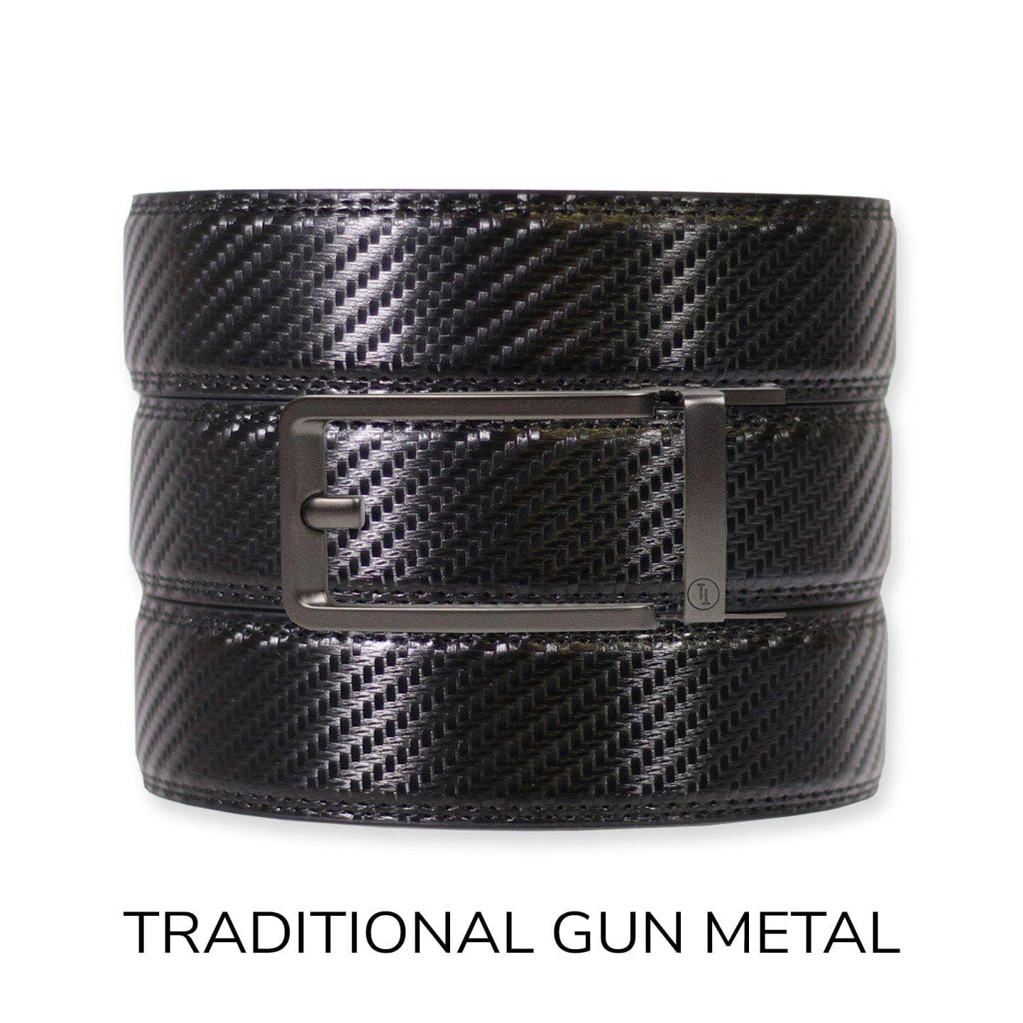 Carbon Black Leather Ratchet Belt & Buckle Set