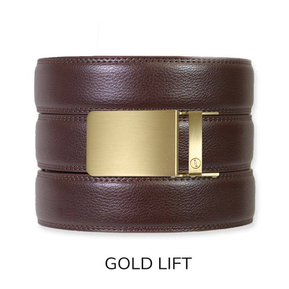 Espresso Leather Rachet Belt & Buckle Set