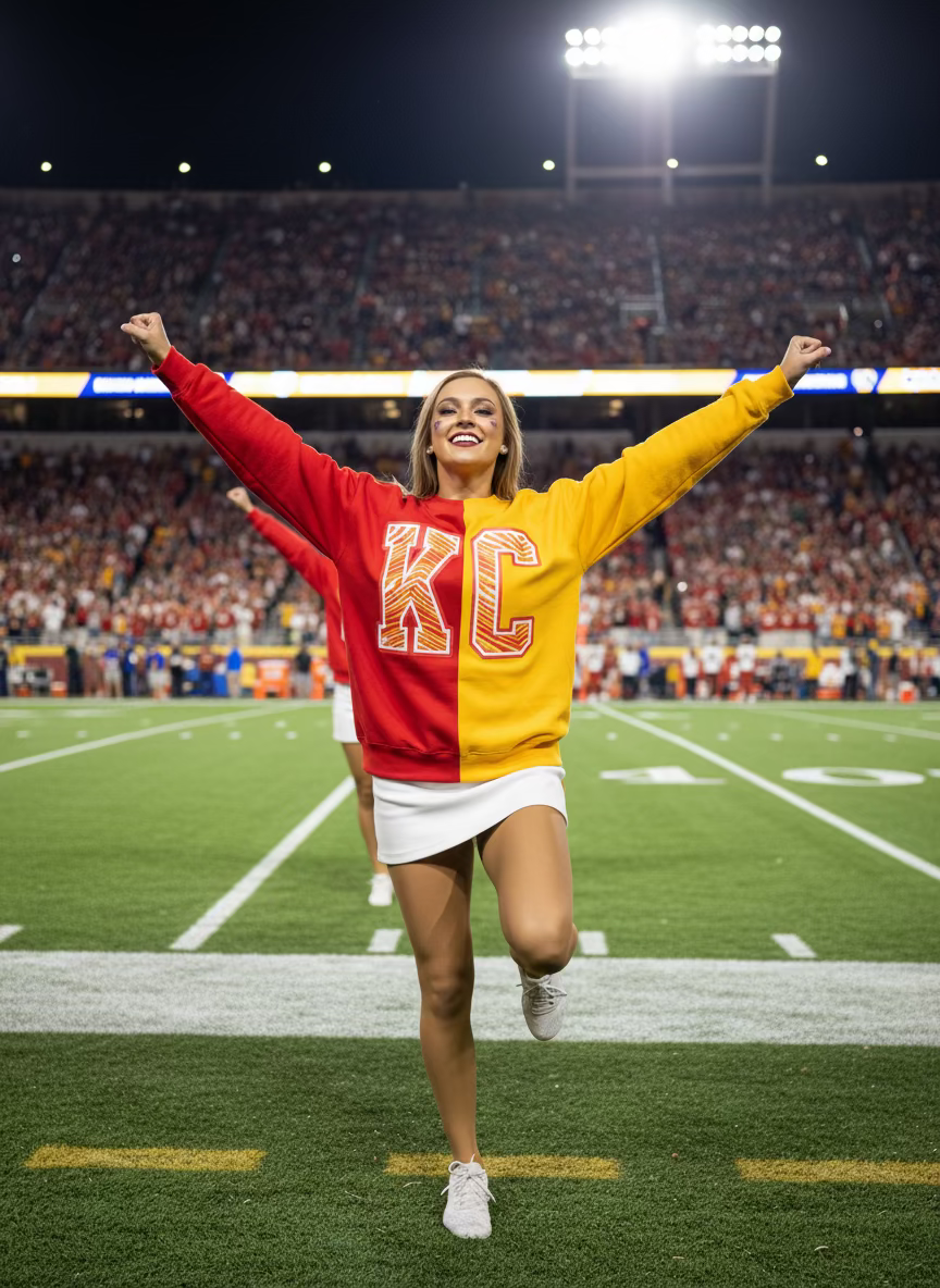 Red & Gold Split Colored, Two-Toned, Crewneck Sweatshirt