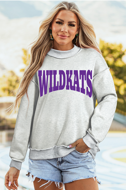 GRC Throwback Light Grey Oversize Drop Shoulder Reversible Mock Neck Sweatshirt
