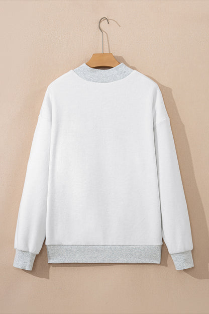 GAMEDAY Light Grey Oversize Drop Shoulder Reversible Mock Neck Sweatshirt