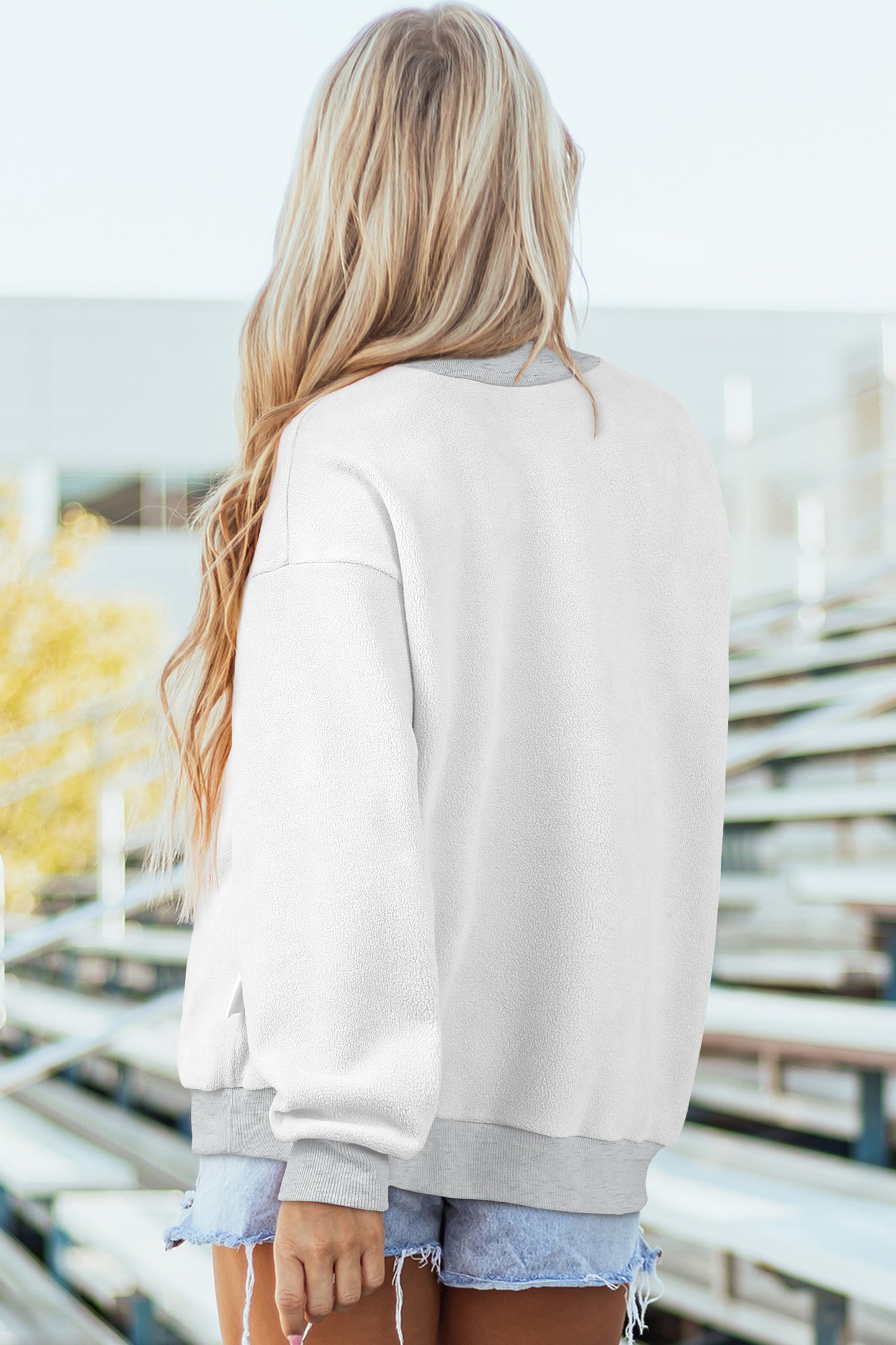 GAMEDAY Light Grey Oversize Drop Shoulder Reversible Mock Neck Sweatshirt