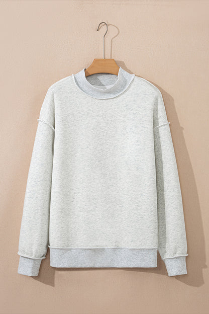 GAMEDAY Light Grey Oversize Drop Shoulder Reversible Mock Neck Sweatshirt